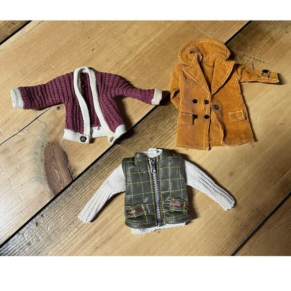 Lot of 3 Vintage Ken Doll clothes Jackets/Sweaters.Corduroy, cardigan, green zip - Picture 1 of 2